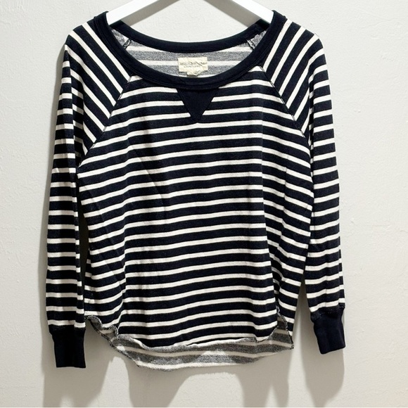RALPH LAUREN DENIM & SUPPLY Women’s Blue White Stripe French Terry Pullover Sz S - Picture 1 of 7